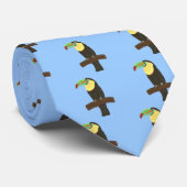 青カラフルいタイにトカンの鳥のパターン ネクタイ (ロール)
