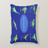 青カラフルい恐竜 アクセントクッション (正面(垂直))