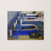 青カラフルい戸口と古いホテルにサイディング ジグソーパズル (横)