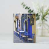 青カラフルい戸口と古いホテルにサイディング ポストカード (スタンド正面)