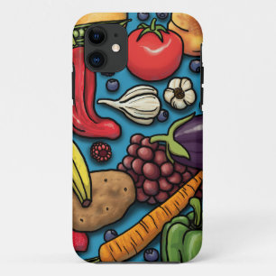 青カラフルい果物と野菜 iPhone 11 ケース
