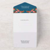 青カラフルい植物と3つの食事オプション | オールインワン招待状 (外側)