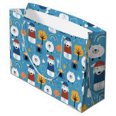 青カラフルい熱狂するドードーの漫画の犬 ラージペーパーバッグ (裏面アングル)