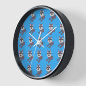 青カラフルい背景の動物模様 壁時計 (傾斜)