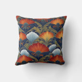 青カラフルい背景の孔雀の尾パターン クッション (裏面)