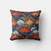 青カラフルい背景の孔雀の尾パターン クッション (正面)