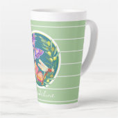 青カラフルい蝶パーソナライズされたが カフェラテマグ (右アングル)