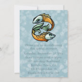 青カラフルい誕生日パーティーで魚座 招待状 (裏面)