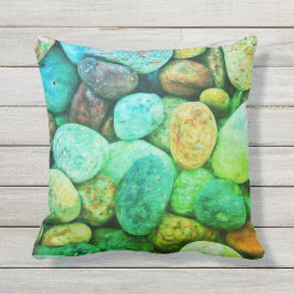 青カラフルと緑の石の小石 アウトドアクッション