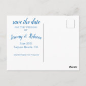 青カラフルと金ゴールド日付の保存 ポストカード (裏面)