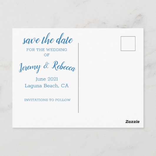 青カラフルと金ゴールド日付の保存 ポストカード (裏面)