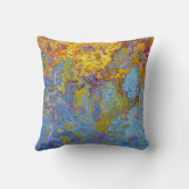 青カラフルと黄の抽象芸術装飾用クッション クッション (裏面)