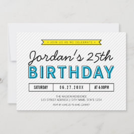 青カラフルと黄色の任意の年齢のモダン誕生日 招待状