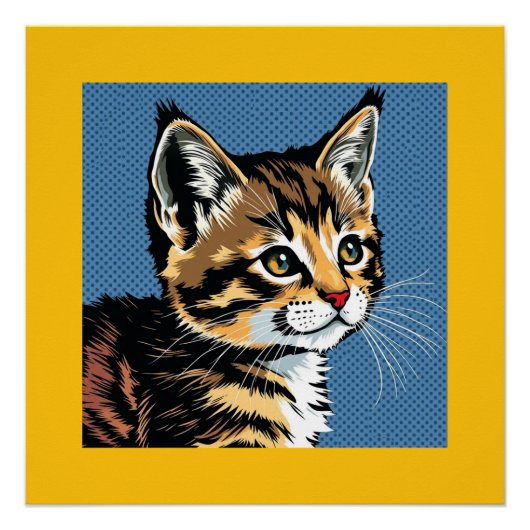 青カラフルと黄色の子猫 ポスター (正面)