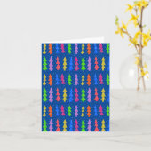 青カラフルのクリスマスツリー カード (黄色い花)