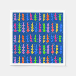 青カラフルのクリスマスツリー スタンダードカクテルナプキン