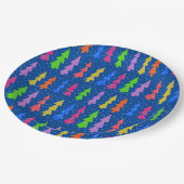 青カラフルのクリスマスツリー ペーパープレート (アングル)