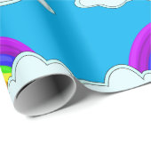 青カラフルの虹と雲 ラッピングペーパー (ロールコーナー)