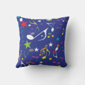 青カラフルの音符 クッション (裏面)