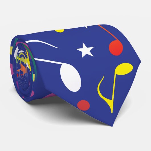 青カラフルの音符 ネクタイ (ロール)