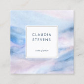青カラフルエレガントピンク水色抽象芸術 スクエア名刺 (正面)
