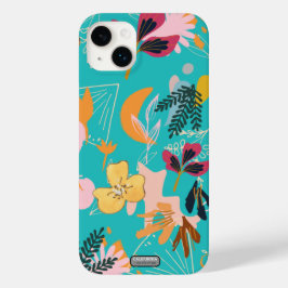 青カラフルガーリーLの花柄モダン Case-Mate iPhone 14 PLUSケース