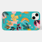 青カラフルガーリーLの花柄モダン Case-Mate iPhoneケース (裏面 (横))