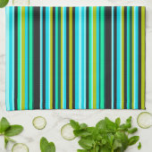 青カラフルストライプの キッチンタオル (折り畳み)