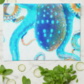 青カラフルタコ キッチンタオル (折り畳み)