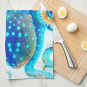 青カラフルタコ キッチンタオル (四つ折り)