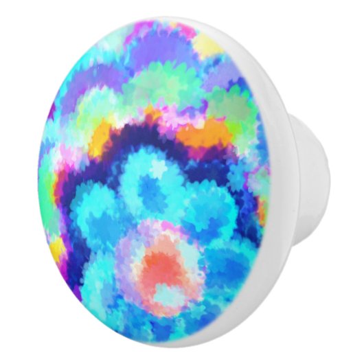 青カラフルフローラ水色 セラミックノブ (右)