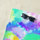 青カラフルフローラ水色 ビーチタオル (インサイチュ)