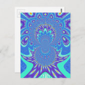 青カラフルモダン模様アートデザイン ポストカード (正面/裏面)