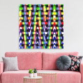 青カラフルモダン緑の黄色いジグザグ模様 キャンバスプリント (インサイチュ (リビング))