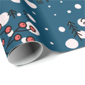 青カラフルヴィンテージ花柄の鳥 ラッピングペーパー (ロールコーナー)