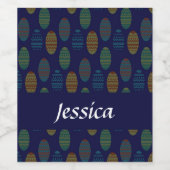 青カラフル上のイースターエッグ ワインラベル (シングルラベル)