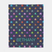 青カラフル上のドードル星パタパーソナライズされたーン フリースブランケット (正面)