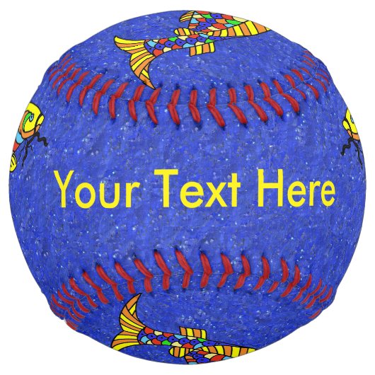 青カラフル上の明るい抽象芸術鮮やか魚 ソフトボール (裏面)