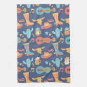 青カラフル上の西欧画像 キッチンタオル (縦)