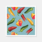 青カラフル唐辛子 スタンダードカクテルナプキン (正面)