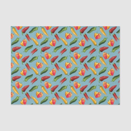 青カラフル唐辛子 薄葉紙 (正面)