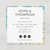 青カラフル大理石抽象芸術QRコードソーシャルメディア スクエア名刺 (裏面)