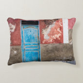 青カラフル扉付き壁 アクセントクッション (正面)