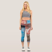 青カラフル扉付き壁 カプリレギンス (正面)