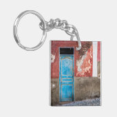 青カラフル扉付き壁 キーホルダー (正面左)