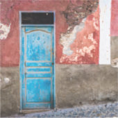 青カラフル扉付き壁 シール (正面)