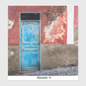 青カラフル扉付き壁 シール (シート)