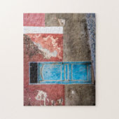 青カラフル扉付き壁 ジグソーパズル (縦)