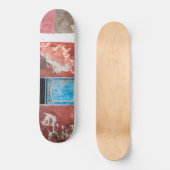 青カラフル扉付き壁 スケートボード (正面)