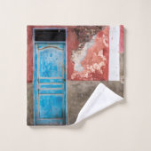 青カラフル扉付き壁 バスタオルセット (ウォッシュタオル)